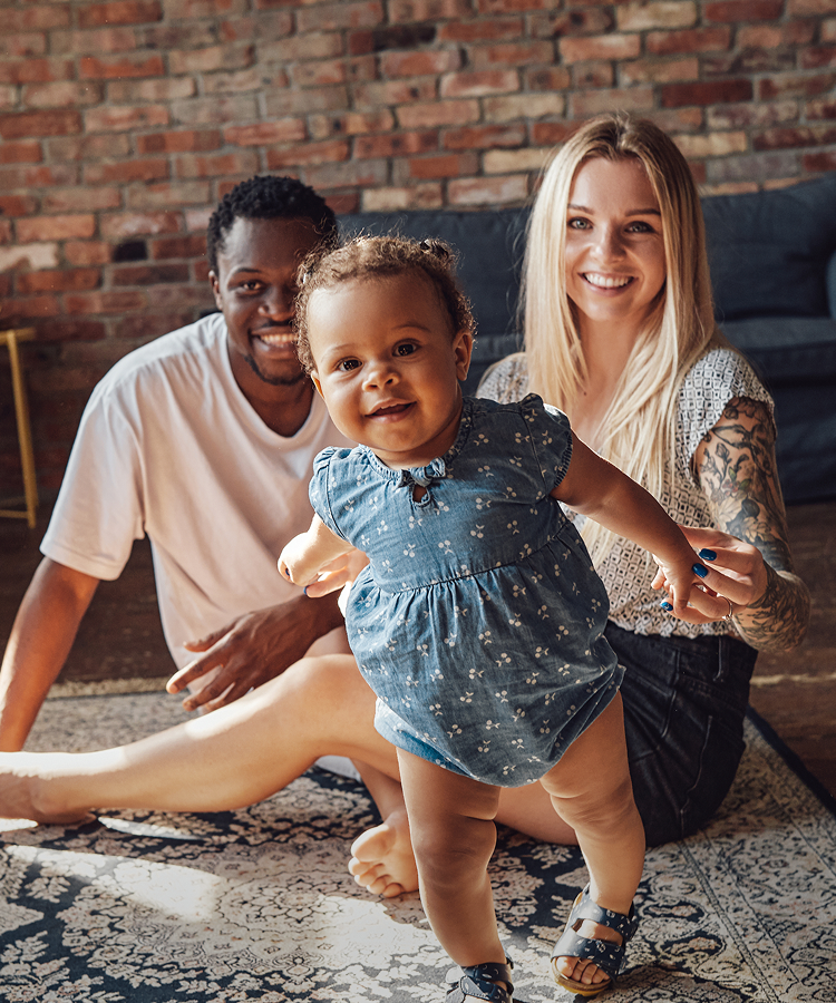 Happy family spending quality time together inside their cozy home